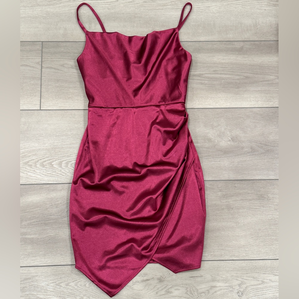 BCX Hot Pink Asymmetrical Ruched Bodycon Dress